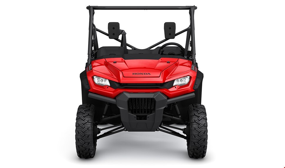 Front view, patriot red Pioneer 1000 EPS