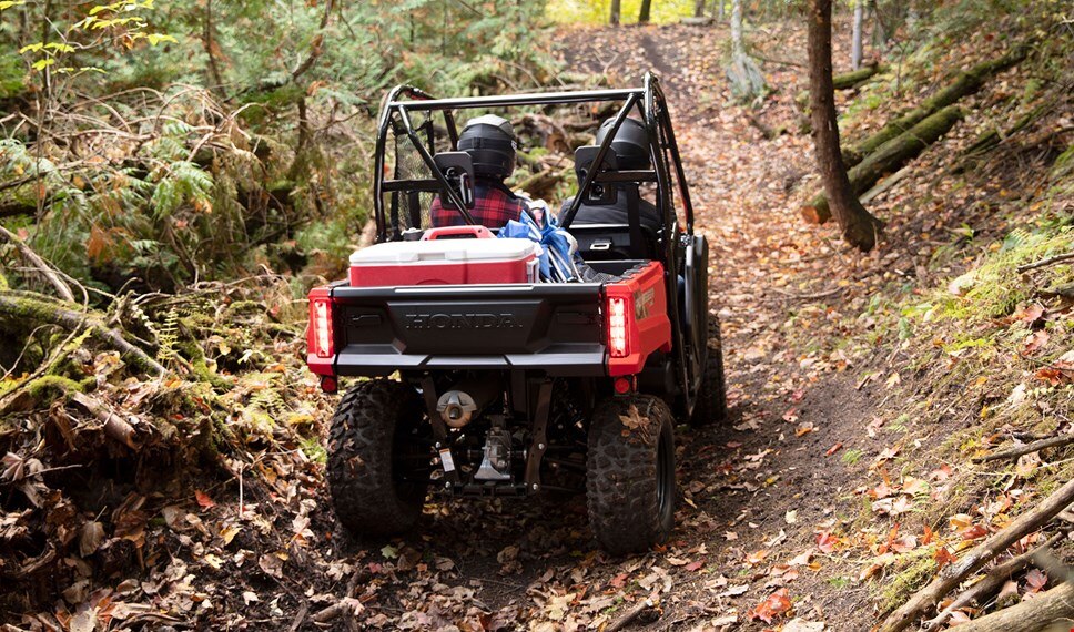 Rear view Pioneer 520 on trail